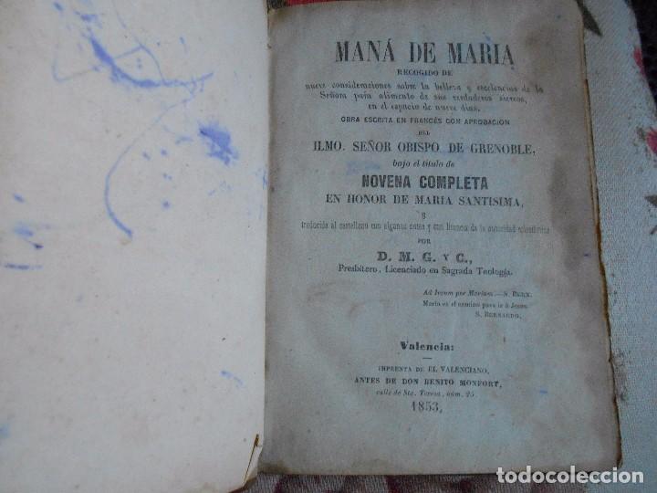 Libros antiguos: MAN&Aacute;    DE    MARIA    -1853 - Foto 2