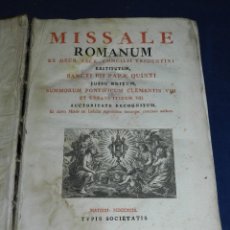 Libros antiguos: MISSALE ROMANUM EX DECR. SACR. CONCILII TRIDENTINI RESTITUTUM, SANCI PII PAPAE QUINTI 1799