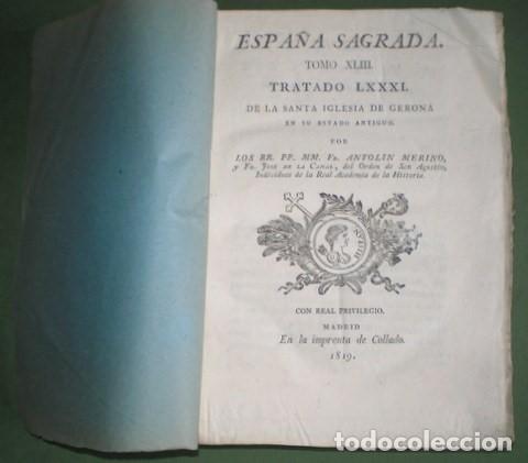 Old books: MERINO, A. Y CANAL, J:  TRATADO LXXXI DE LA SANTA IGLESIA DE GERONA. ESPA&Ntilde;A SAGRADA TOMO XLIII