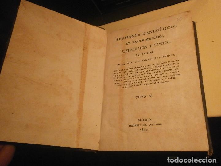 Old books: Sermones Paneg&iacute;ricos de varios misterios, festividades y santos- Pantale&oacute;n Garc&iacute;a. Tomo V. 1810