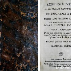 Libros antiguos: MISERICORDIA, SOR LUISA DE LA. SENTIMIENTOS, AFECTOS Y CONVERSIÓN DE UNA ALMA A DIOS. (1793)