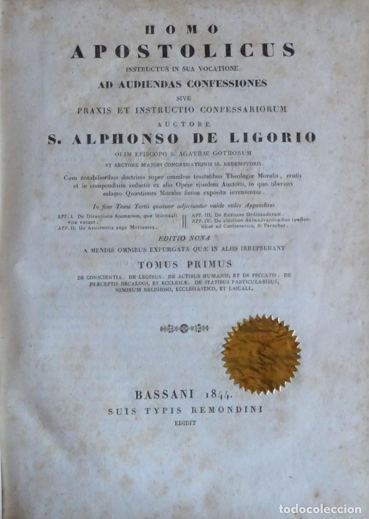 Old books: HOMO APOSTOLICUS INSTRUCTUS IN SUA VOCATIONE AD AUDIENDAS CONFESSIONES .. S. Alphonso de LIGORIO