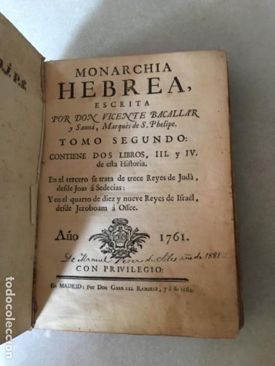 Libros antiguos: Monarchia Hebrea - Foto 2