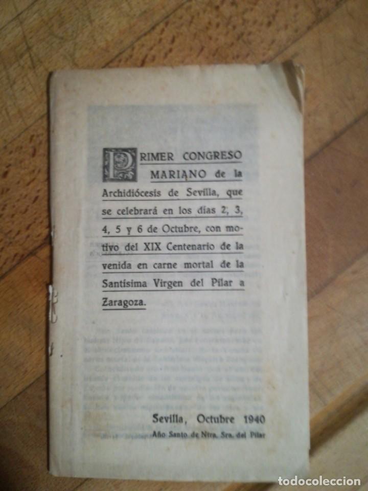Libros antiguos: Primer congreso mariano. Archidiocesis sevilla 1940. Virgen del pilar