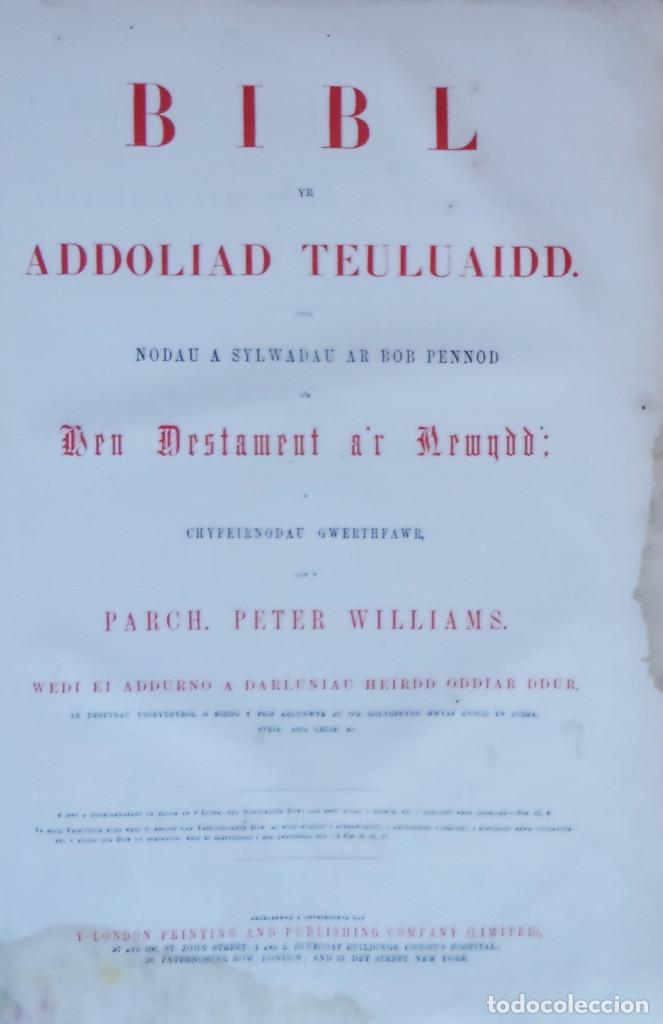 Old books: (Biblia)  BIBL YR ADDOLIAD TEULUAID GYDA NODAU A SYLWADAU AR BOB PENNOD (...) PARCH. PETER WILLIAMS