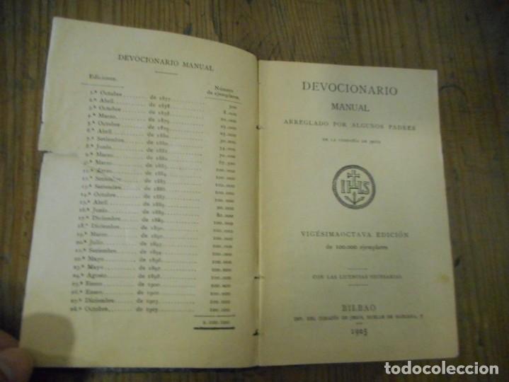 Libros antiguos: Devocionario Manual 1905 - Foto 3