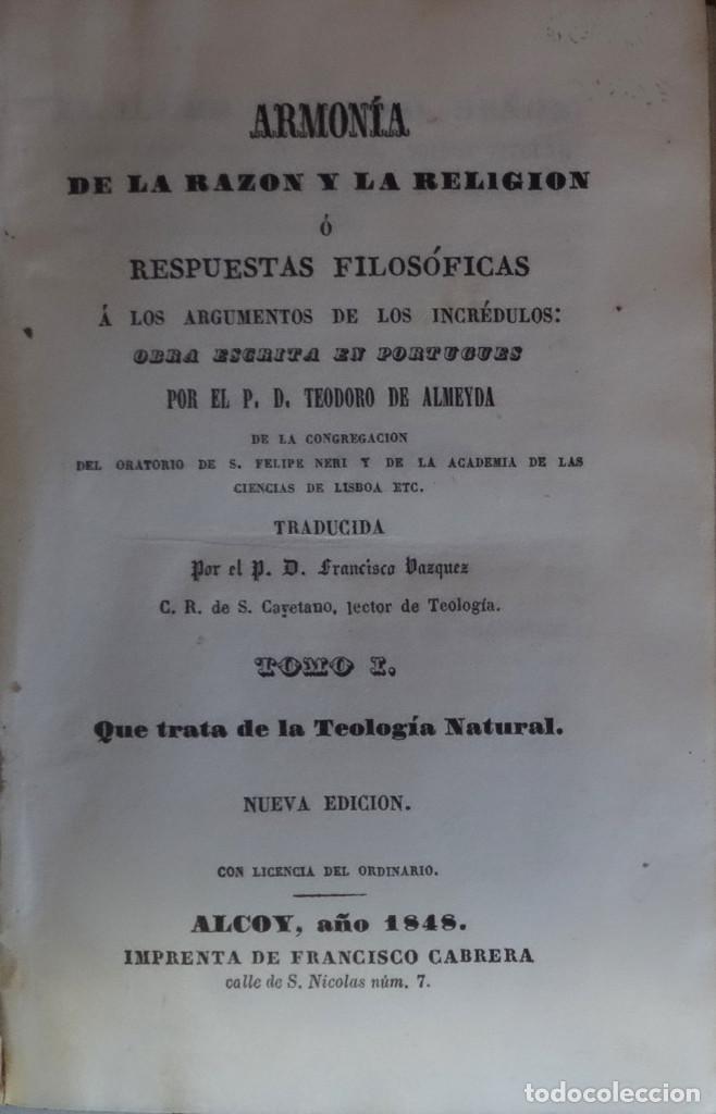 Old books: ARMON&Iacute;A DE LA RAZ&Oacute;N Y LA RELIGI&Oacute;N &Oacute; RESPUESTAS FILOS&Oacute;FICAS &Aacute; LOS ARGUMENTOS DE LOS INCR&Eacute;DULOS... - T