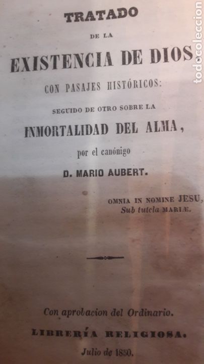 Libros antiguos: Tratado existencia Dios 1850 - Foto 1