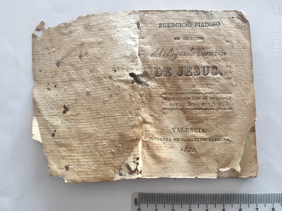 Libros antiguos: EGERCICIO PIADOSO EN OBSEQUIO DEL SAGRADO CORAZ&Oacute;N DE JES&Uacute;S. VALENCIA, 1830.