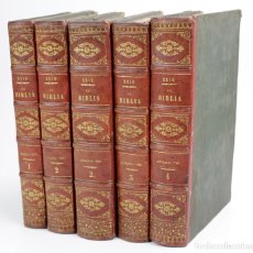 Libros antiguos: LA SAGRADA BÍBLIA, FELIPE SCIO DE SAN MIGUEL, 1844, 5 TOMOS, A. PONS LIBREROS, BARCELONA. 19X28CM