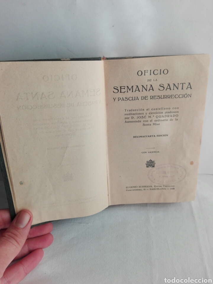 Libri antichi: Libro antiguo oficio Semana Santa 1928 Jose Mar&iacute;a Quadrado