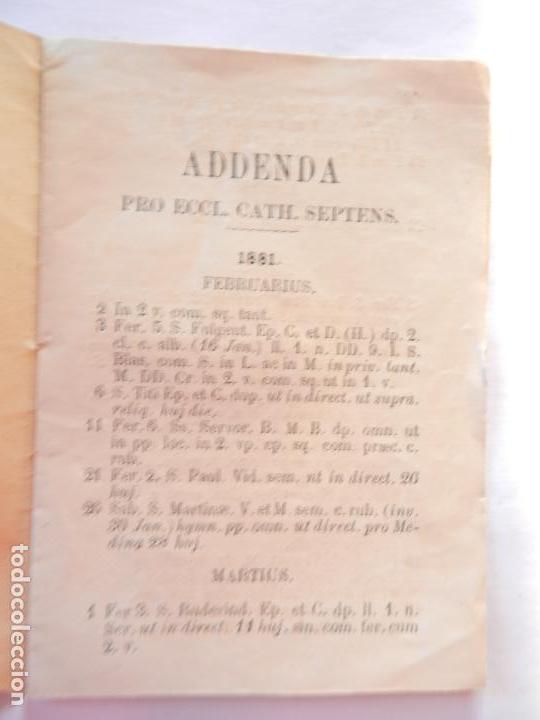 Libros antiguos: ADDENDA PRO ECCL. CATH. SEPTENS - 1881 - Foto 2