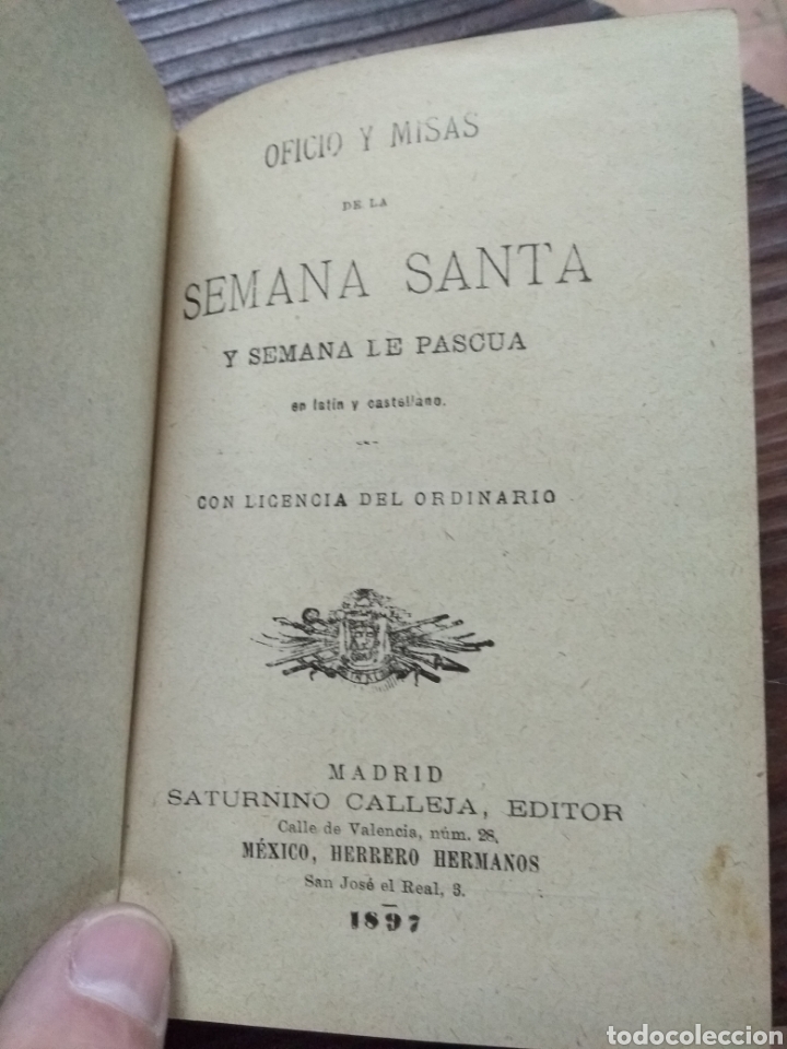 Livros antigos: Oficio y misas de Semana Santa. 1897