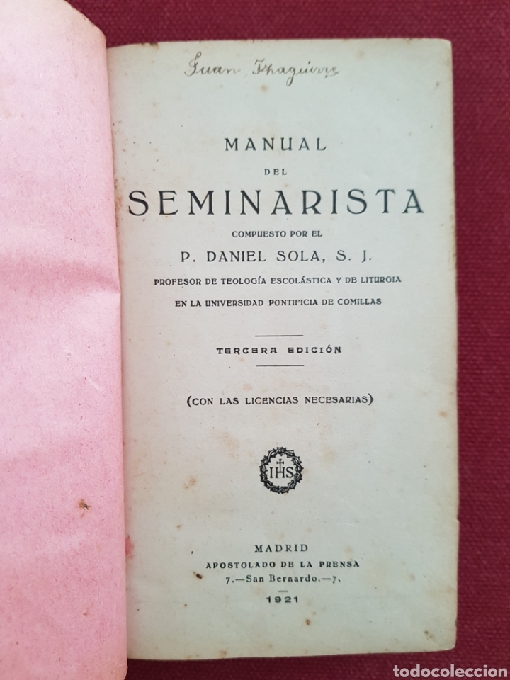 Libros antiguos: Manual del seminarista - Foto 1