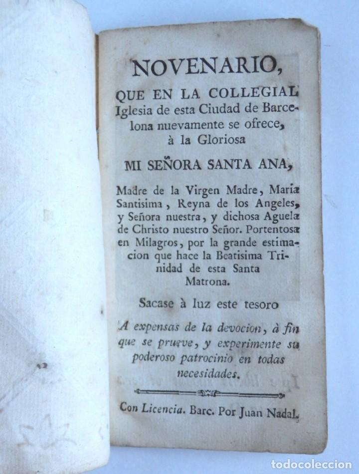 Livros antigos: Novenario de la Ciudad de Barcelona a la mi se&ntilde;ora Santa Ana