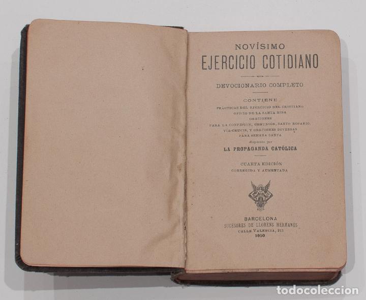 Libros antiguos: NOVISIMO EJERCICIO COTIDIANO. DEVOCIONARIO COMPLETO.1910. - Foto 1