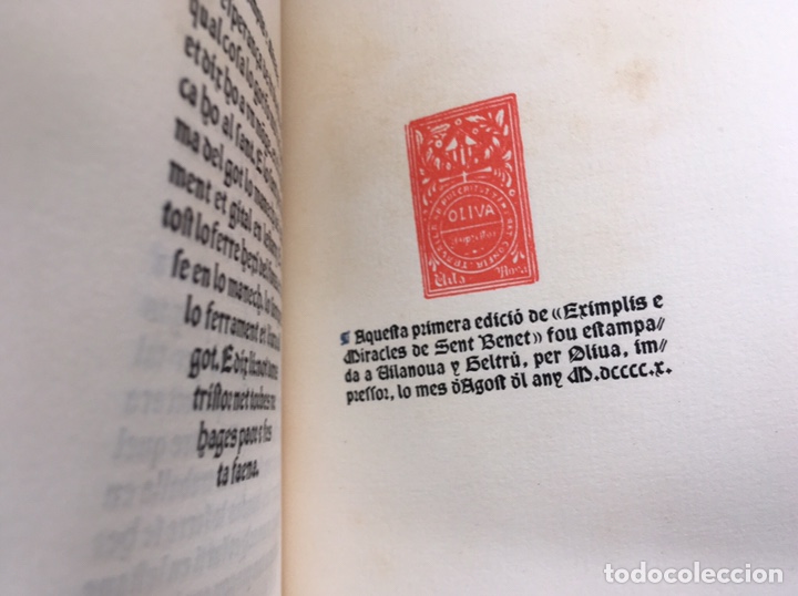 Libros antiguos: Eximplis e miracles Sent Benet - Impresor Oliva - 1910 - Foto 3