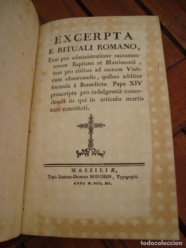 Old books: EXCERPTA E RITUALI ROMANO. BAPTISMI ET MATRIMONII. MASSILIAE 1812. LATIN-ESPA&Ntilde;OL.