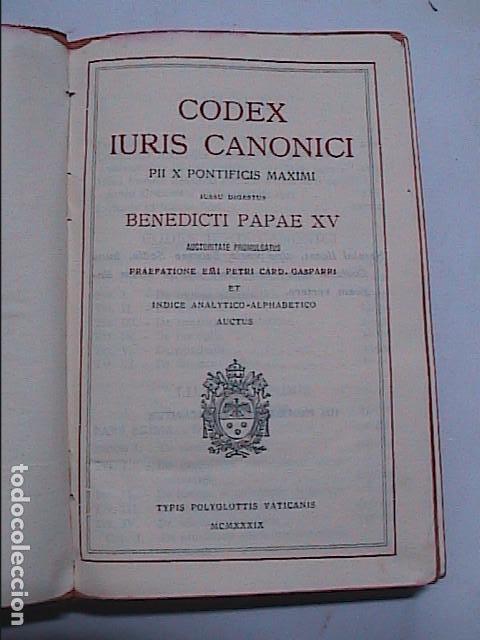 Libros antiguos: CODEX IURIS CANONICI.1939. TYPIS POLYGLOTTIS VATICANIS. - Foto 1