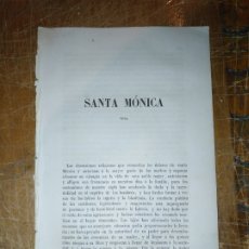 Libros antiguos: VIDA RELIGIOSA 1800 /1860 HOJAS CON LA VIDA DE : SANTA MONICA VIUDA 13 PAGINAS ESCRITAS. Lote 175227938