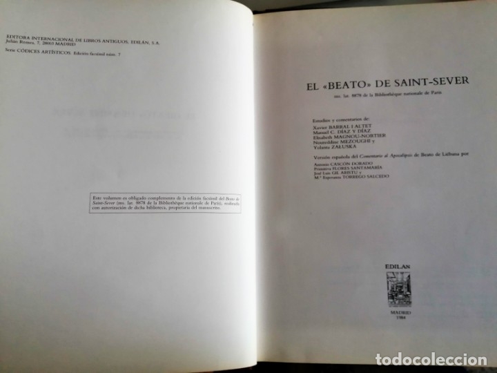 Libros antiguos: Beato de Li&eacute;bana. Comentarios al Apocalipsis y al libro de Daniel - Foto 3