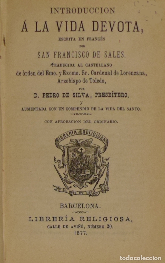 Libros antiguos: INTRODUCCI&Oacute;N A LA VIDA DEVOTA. - San Francisco de SALES - Foto 2