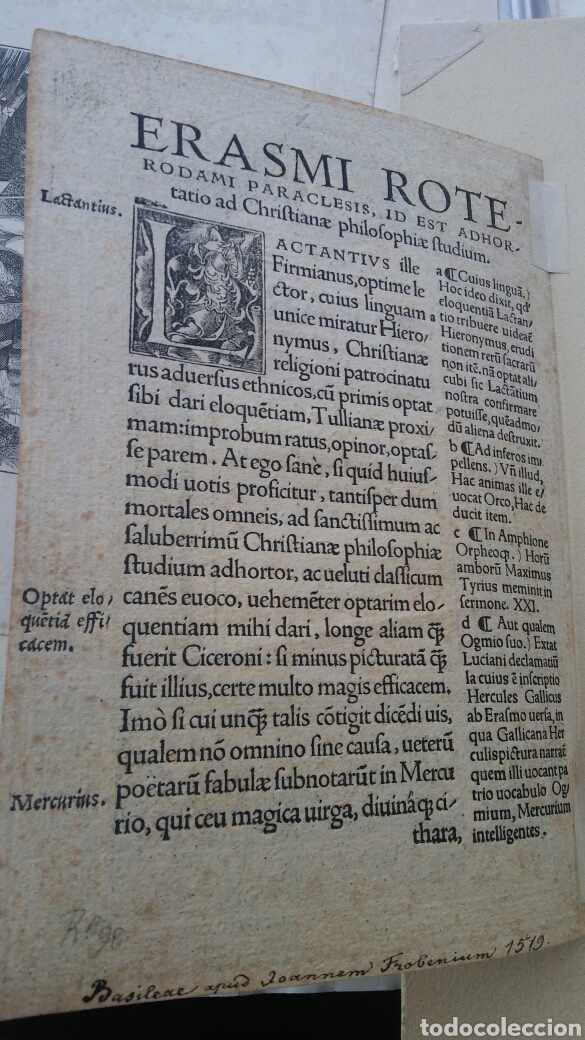 Libros antiguos: Hoja de un libro de Erasmo - 1519 - Foto 3