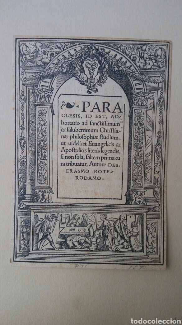 Libros antiguos: Hoja de un libro de Erasmo - 1519 - Foto 1