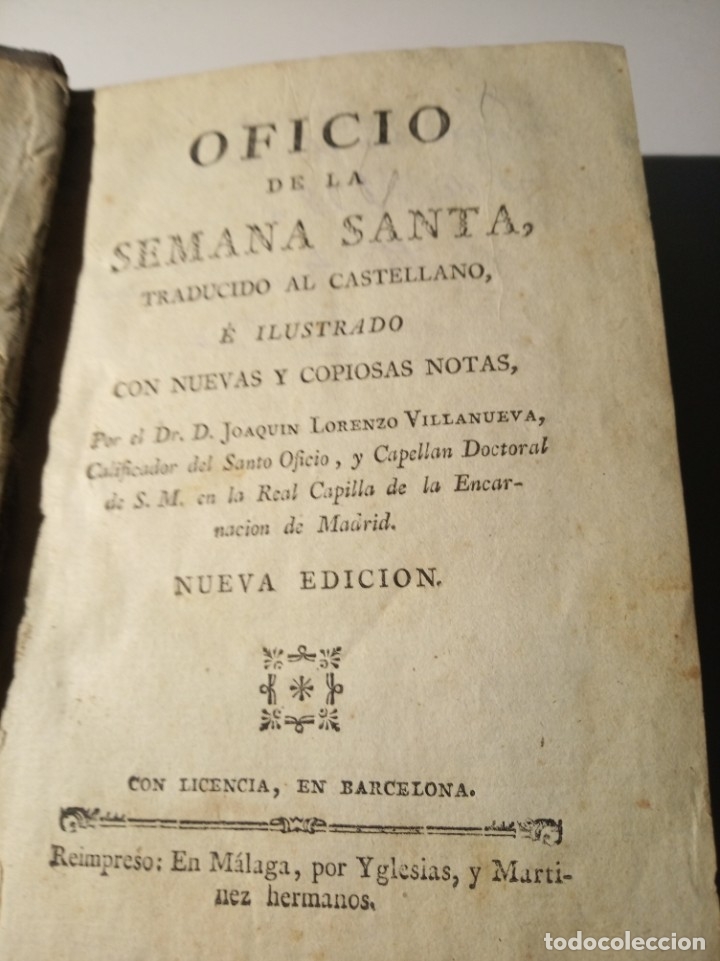 Libros antiguos: Oficio de la semana santa Joaqu&iacute;n Lorenzo lo