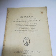 Libros antiguos: EXPOSICIÓN QUE LA HERMANDAD DE LA STA. CARIDAD DE SEVILLA DIRIGE AL MINISTRO DE FOMENTO. 1891. LEER