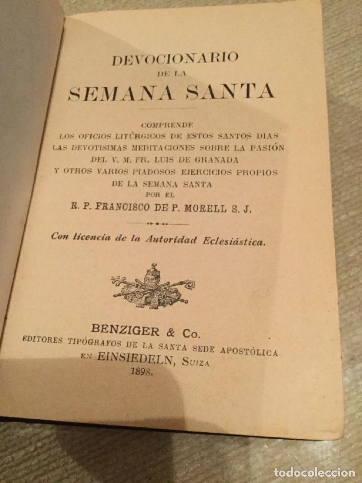 Libros antiguos: DEVOCIONARIO DE LA SEMANA SANTA POR FRANCISCO DE P.MORELL