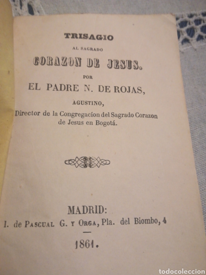 Libros antiguos: Trisagio al Sagrado Coraz&oacute;n de Jes&uacute;s por N de Rojas Madrid 1864