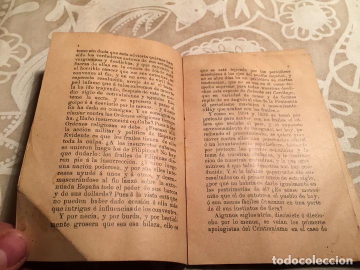Libros antiguos: Antiguo libro religios / revista Frailes y Monjas por Don Felix Sardá y Salvany año 1899 Barcelona - Foto 2 - 200303775