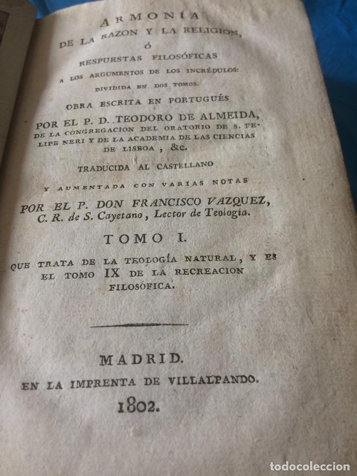Libros antiguos: TEODORO DE ALMEIDA 1802 - Foto 1