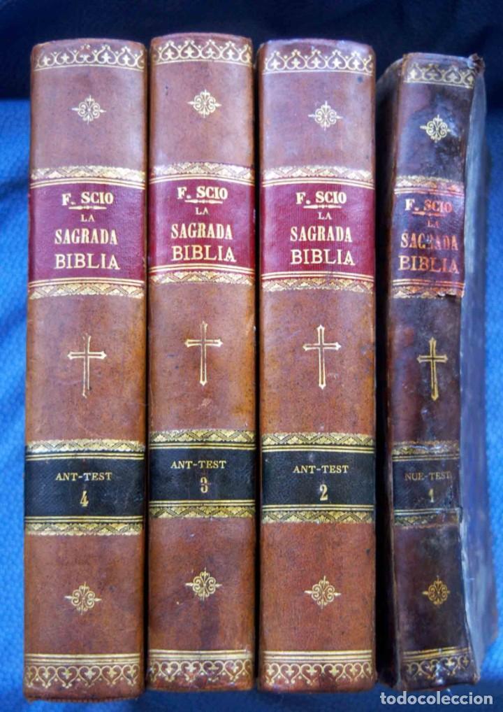 Livros antigos: LA SAGRADA BIBLIA SCIO, 4 TOMOS DEL ANTIGUO TESTAMENTO TRADUCIDA AL ESPA&Ntilde;OL DE LA VULGATA LATINA