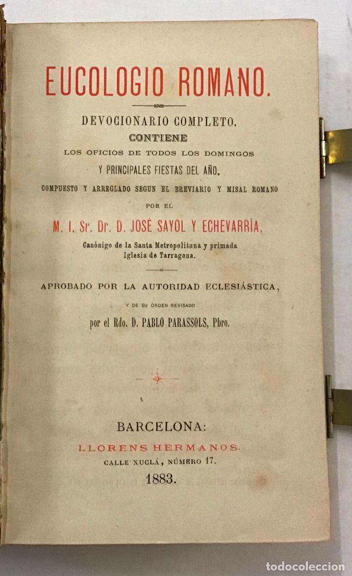 Libros antiguos: EUCOLOGIO ROMANO. DEVOCIONARIO COMPLETO. - Foto 1