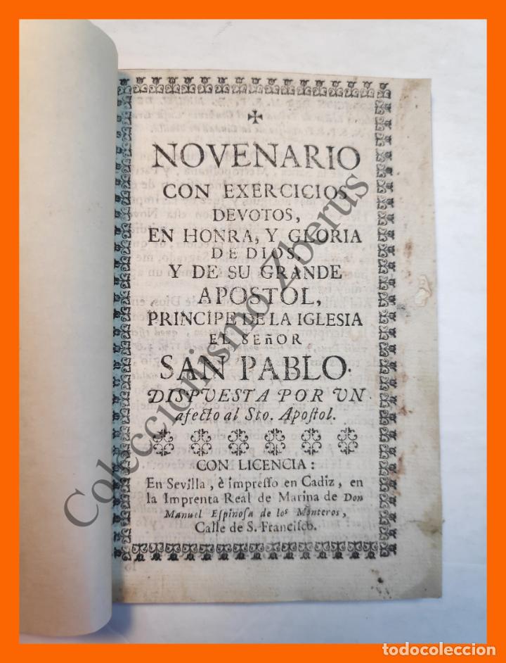 Libri antichi: NOVENARIO con Exercicios Devotos, en Honra, Gloria de Dios, de su Grande Apostol San Pablo (Sevilla