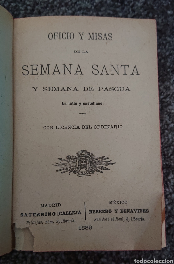 Libros antiguos: Semana Santa, 1889,Saturnino Calleja, buen libro