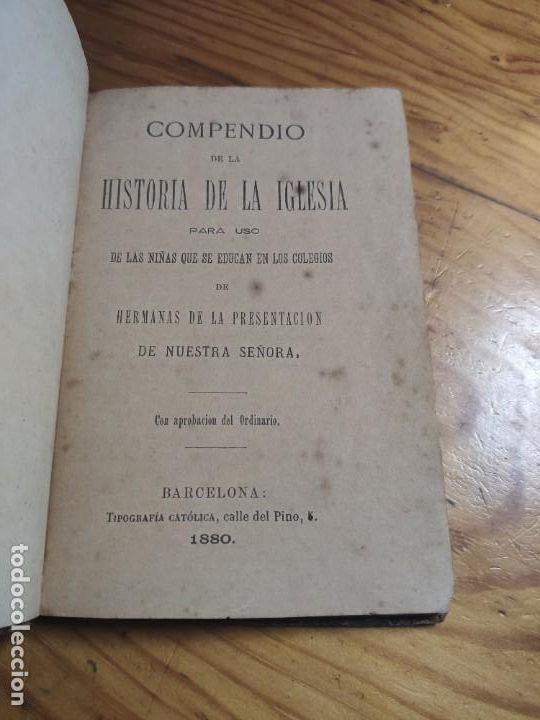 Libros antiguos: Compendio de la historia de la iglesia. 1880. - Foto 3