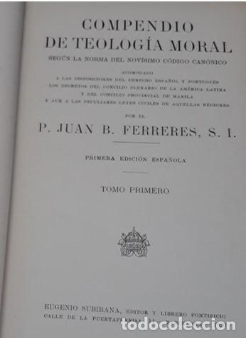 Libros antiguos: COMPENDIO DE TEOLOGIA MORAL 1920. - Foto 3