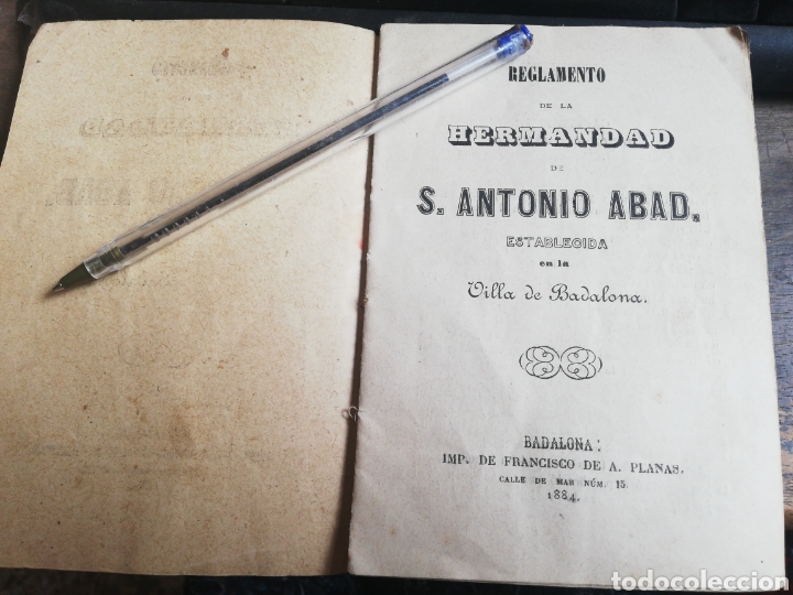 Antiquarische B&uuml;cher: Reglamento Hermandad S. Antonio Abad, Badalona, 1884,16 pag