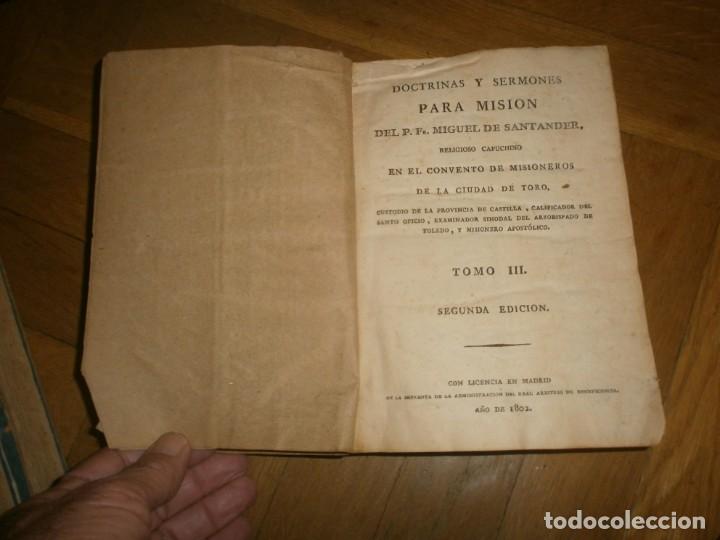 Old books: Doctrinas y sermones para misi&oacute;n P. Miguel de Santander misionero Ciudad de Toro 1802 tomo III