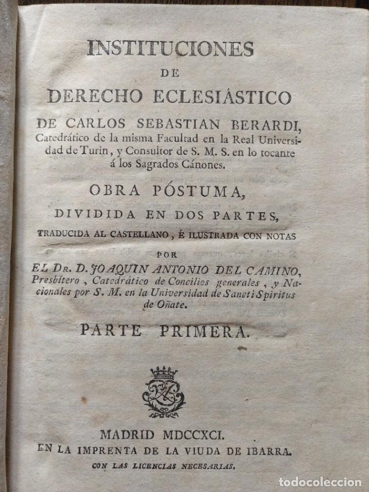 Antiquarische B&uuml;cher: Derecho Eclesi&aacute;stico de Carlos Sebasti&aacute;n Bernardo 1792