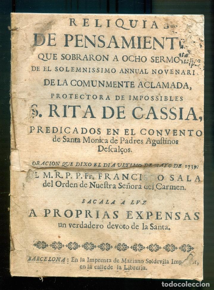 Antiquarische B&uuml;cher: NUMULITE L0523 Reliquias de pensamiento Santa Rita de Cassia Santa M&oacute;nica Padres Agustinos Descalzos