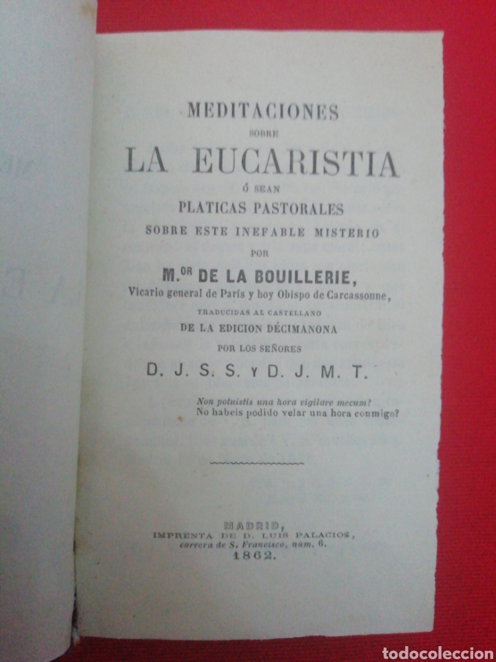 Antiquarische B&uuml;cher: MEDITACIONES SOBRE LA EUCARISTIA, POR BOUILLERIE_1862