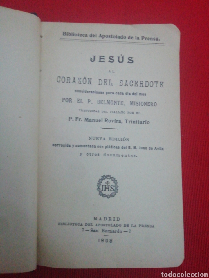 Libros antiguos: Jes&uacute;s en el coraz&oacute;n del sacerdote 1908 - Foto 2
