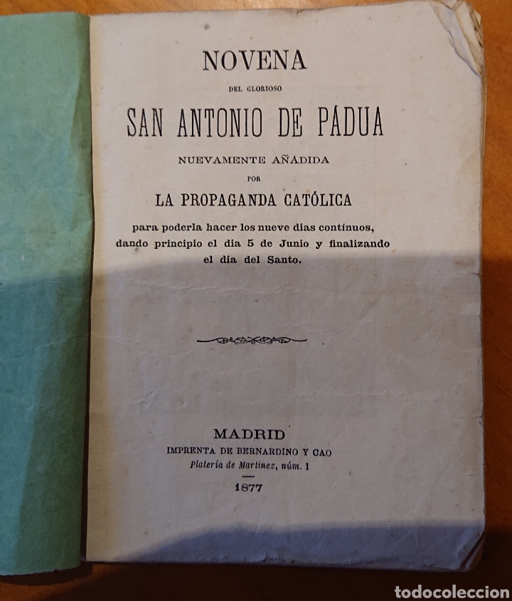 Libros antiguos: Novena San Antonio de Padua, 1877, original, ved fotos