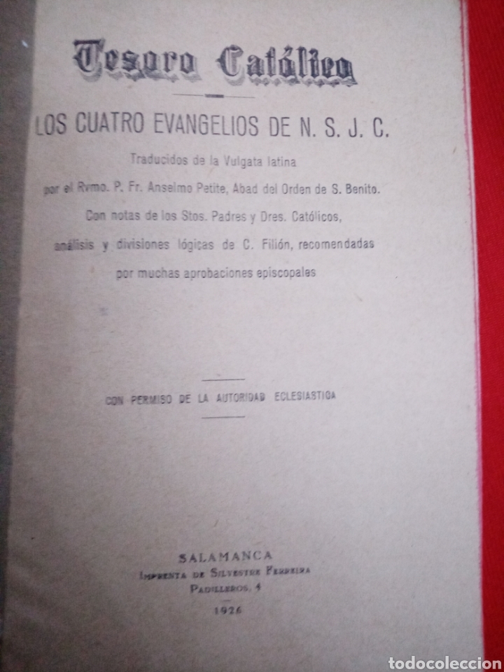 Antiquarische B&uuml;cher: TESORO CATOLICO, LOS CUATRO EVANGELIOS DE N. S. J. 1926