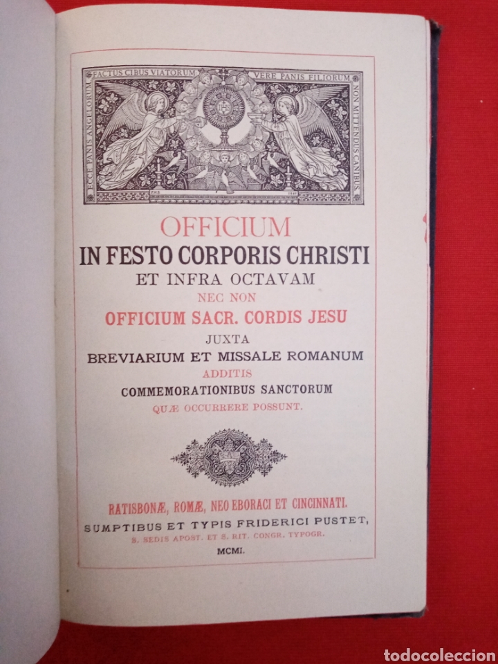 Libros antiguos: OFFICUM IN FESTO CORPORIS CHRISTI, ET INFRA OCTAVAM, 1901