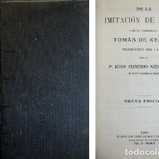 Libros antiguos: KEMPIS, THOMAS DE. DE LA IMITACIÓN DE CRISTO. 1929.